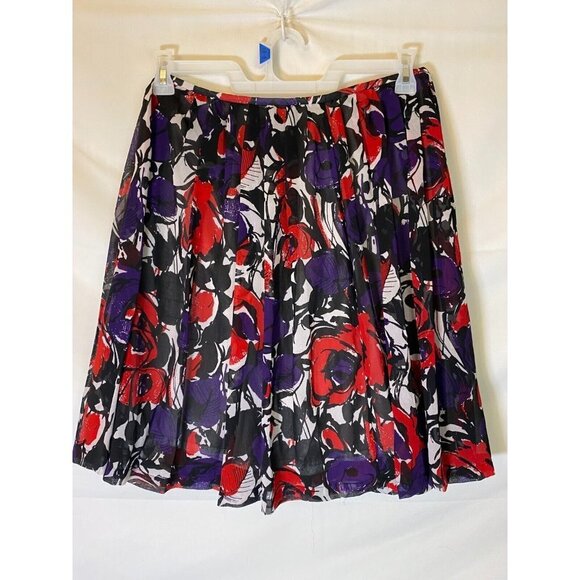 CALVIN KLEIN WOMENS SIZE 6 COLORFUL ALINE SKIRT KNEE LENGTH PLEATED - Picture 1 of 3
